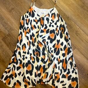 Boutique Style Leopard Print Spaghetti Strap Dress